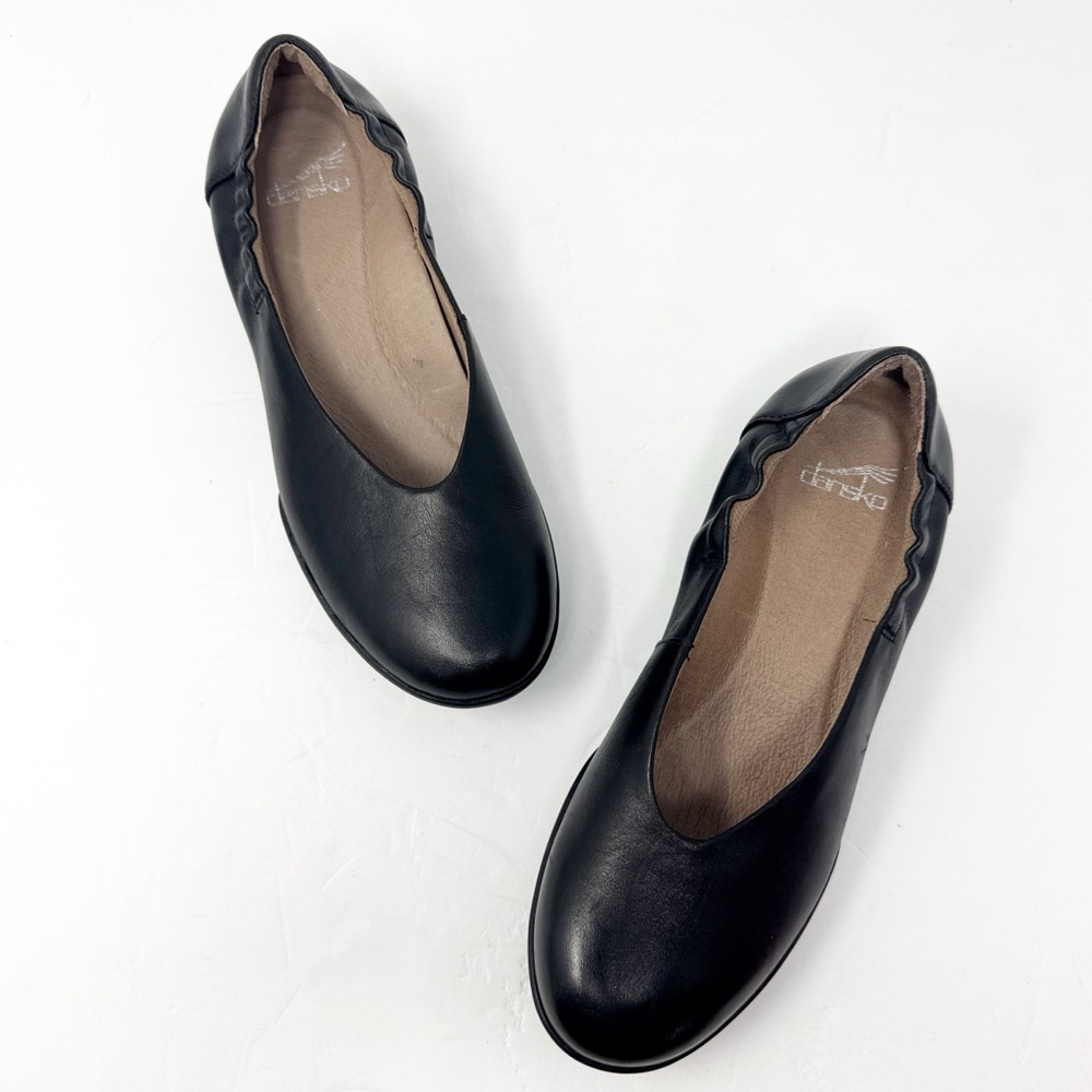 Dansko Kira Leather Ballet Flats Black Size 36